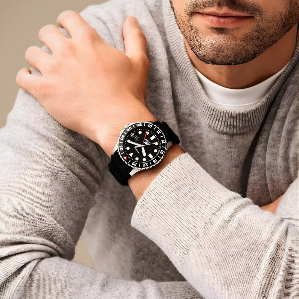 Fossil GMT Black Silicone Strap Men's Watch FS6036