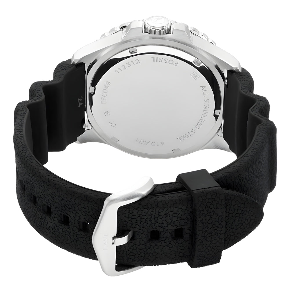 Fossil Blue GMT Black Silicone Men's Watch | FS6049