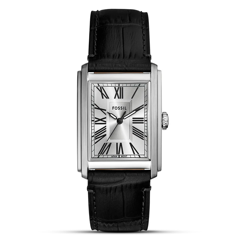 Fossil Carraway Rectangular Silver Dial Men's Watch FS6078