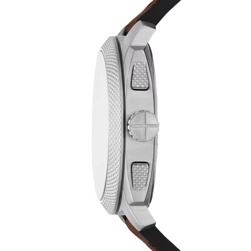 Fossil Machine Brown Leather Green Dial Men's Watch FS6100