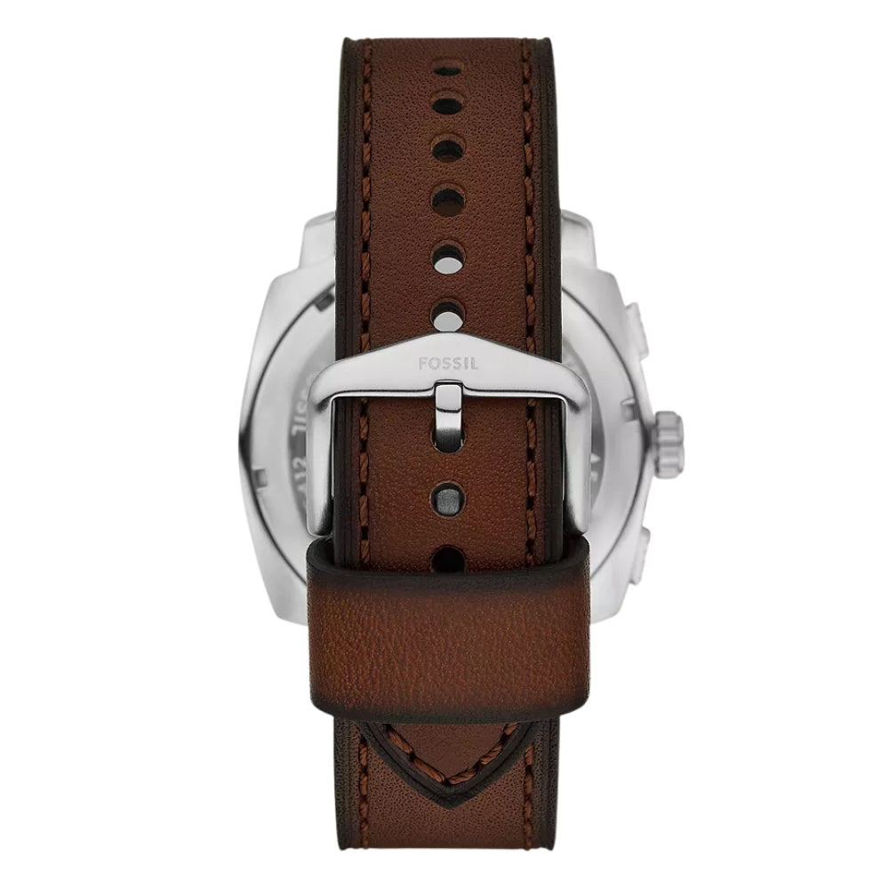 Fossil Machine Brown Leather Green Dial Men's Watch FS6100