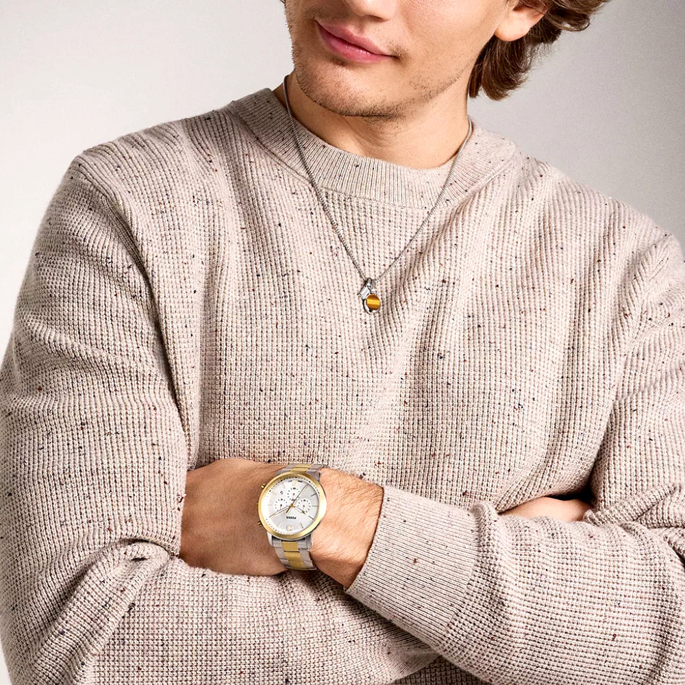 Fossil Neutra Chronograph Two Tone Silver Dial Men's Watch | FS6112