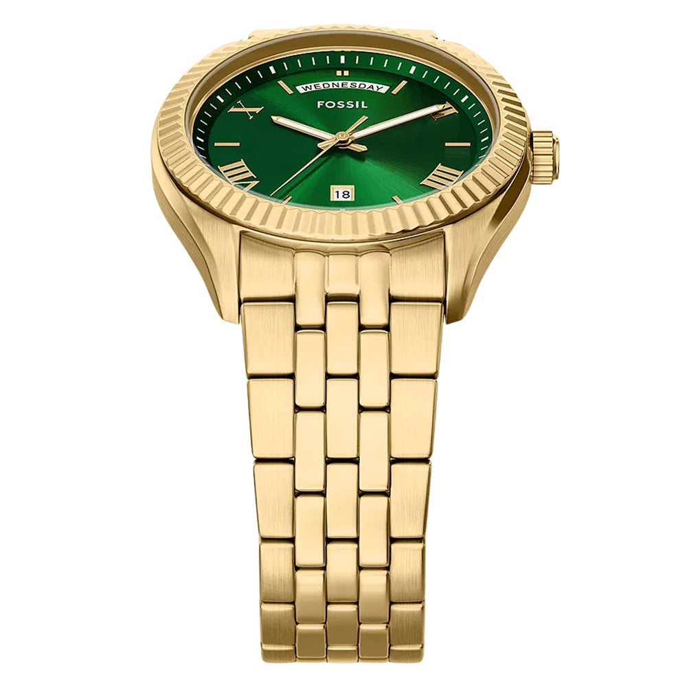 Fossil Campbell Gold Tone Green Dial Men's Watch FS6142