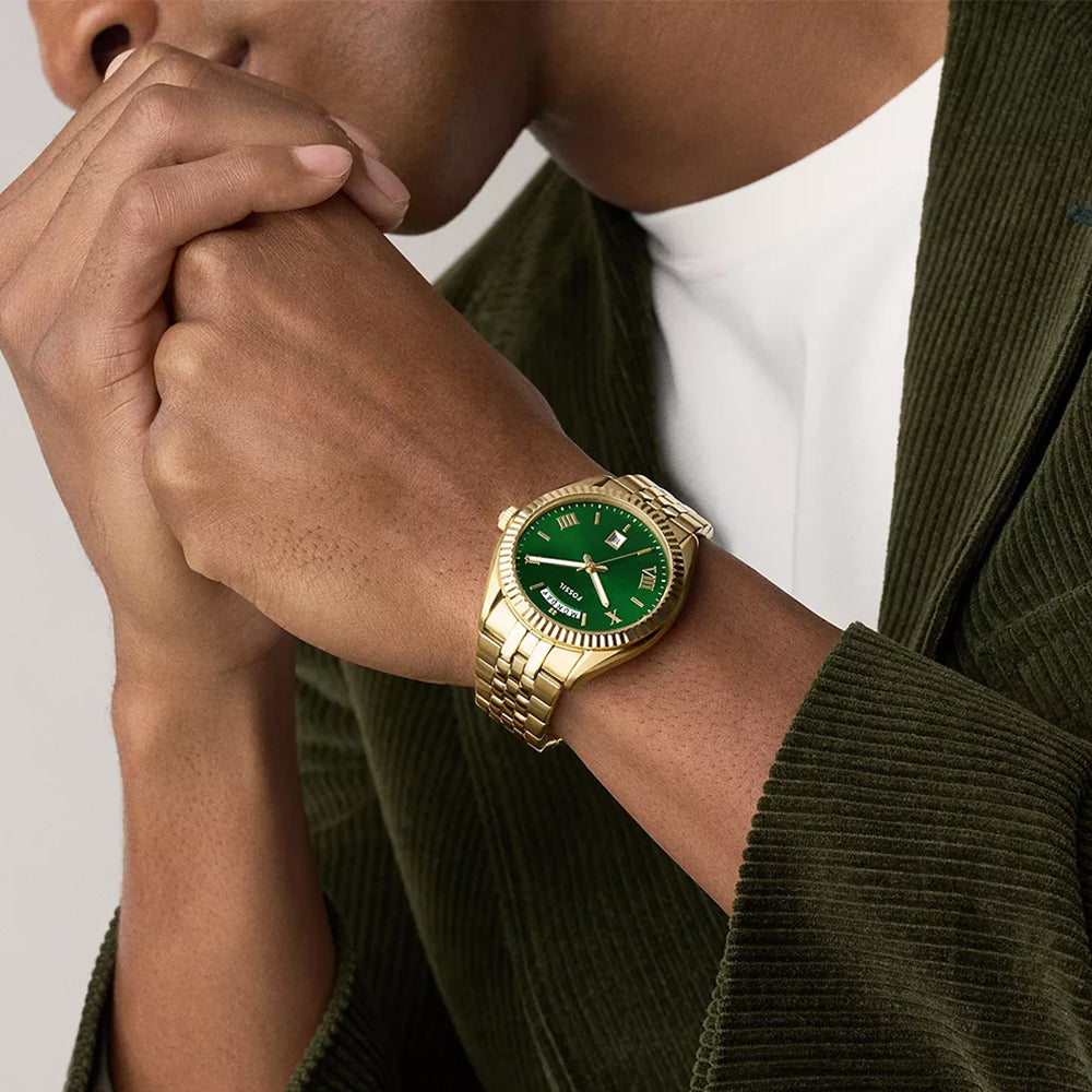 Fossil Campbell Gold Tone Green Dial Men's Watch FS6142