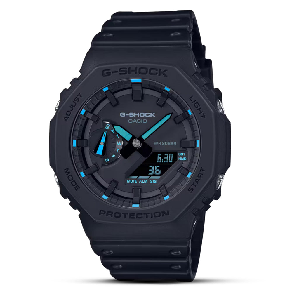 Casio G-Shock ANALOG-DIGITAL Neon Accent Blue Watch | GA-2100-1A2DR