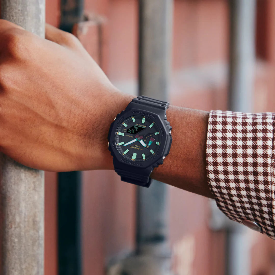 CASIO G-SHOCK ANALOG-DIGITAL BLACK & RUST SERIES | GA-2100RC-1A