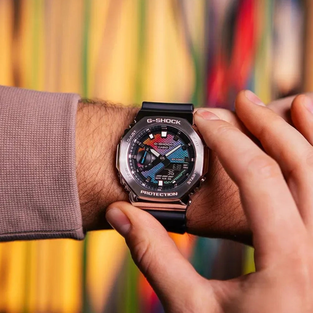Casio G-Shock Rainbow Brick Wall Dial Man's Watch | GM-2100RW-1ADR
