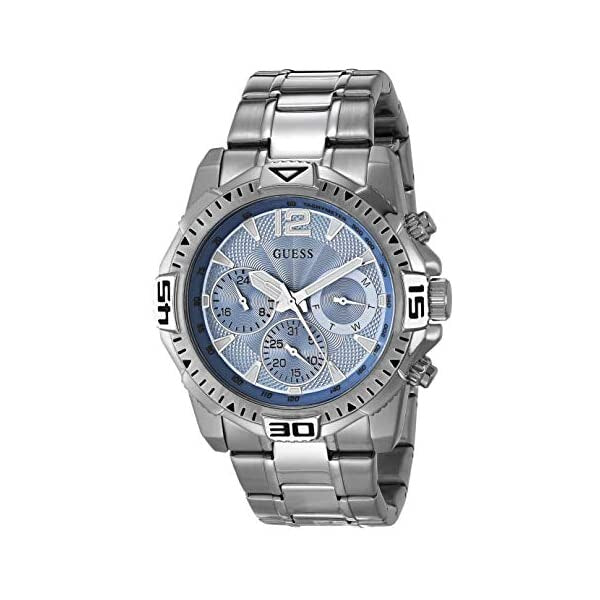 Guess Commander Silver Multi-function Blue Dial Watch GW0056G2