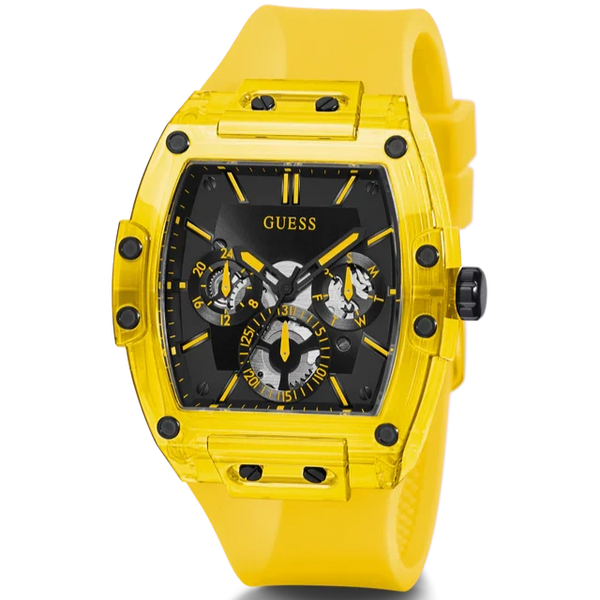Guess Yellow Multi-function Clear Silicon Strap Men's Watch GW0203G6