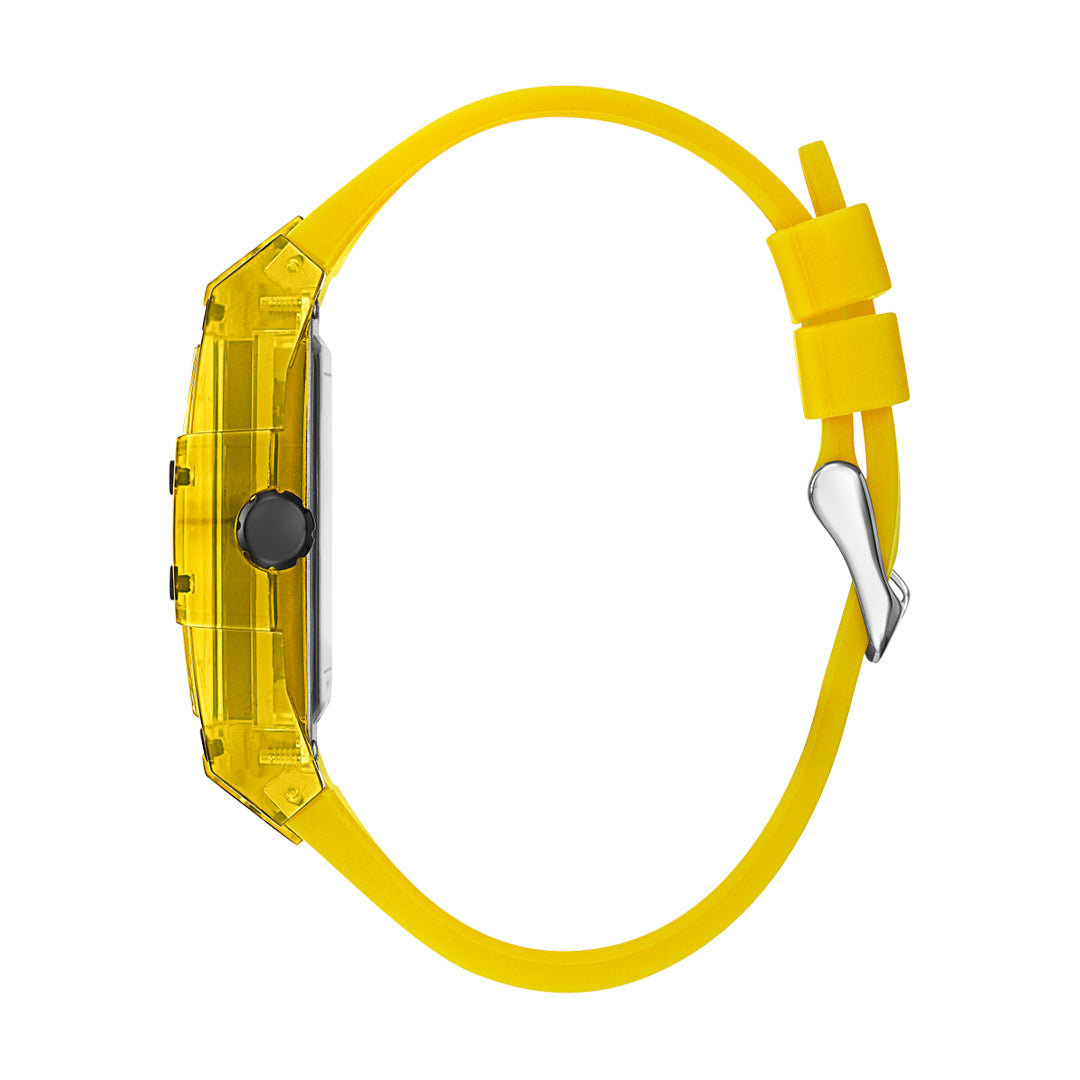 Guess Yellow Multi-function Clear Silicon Strap Men's Watch | GW0203G6