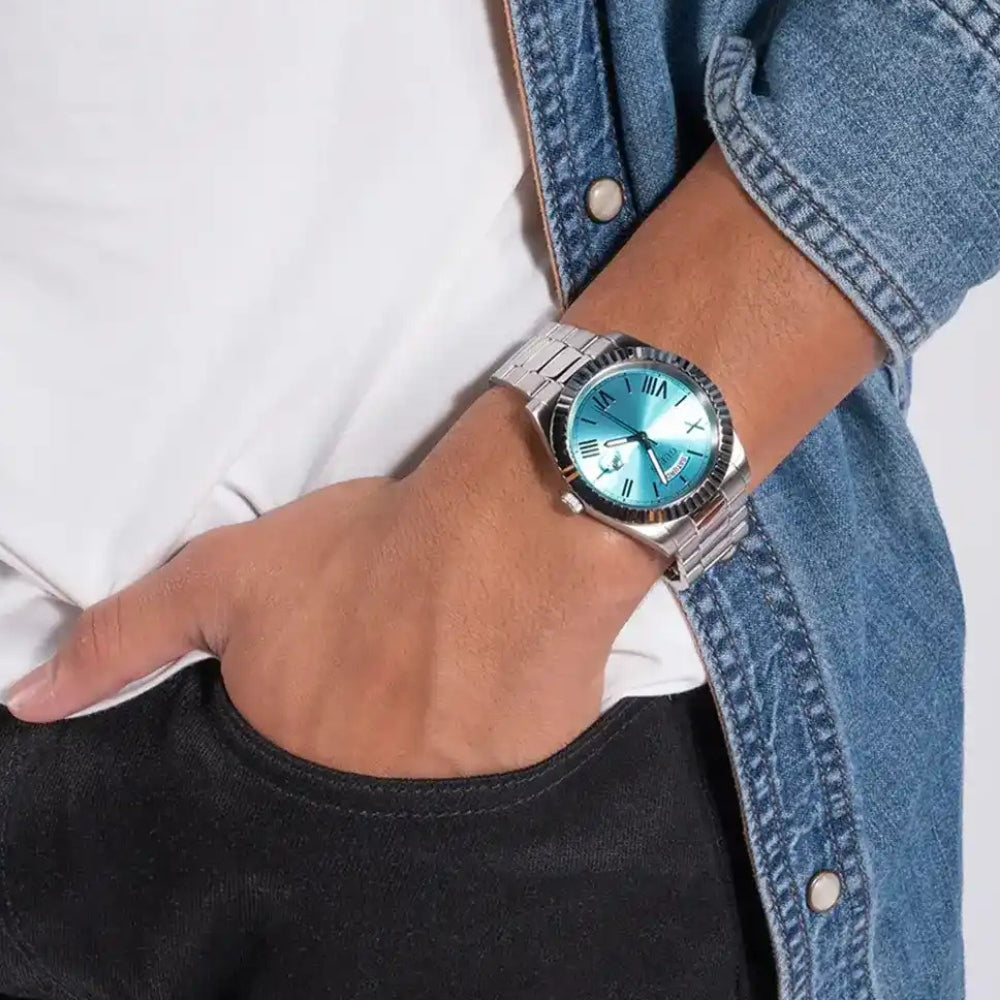 Guess Connoisseur Day-Date Aqua Ice Blue Dial Men's Watch GW0265G11