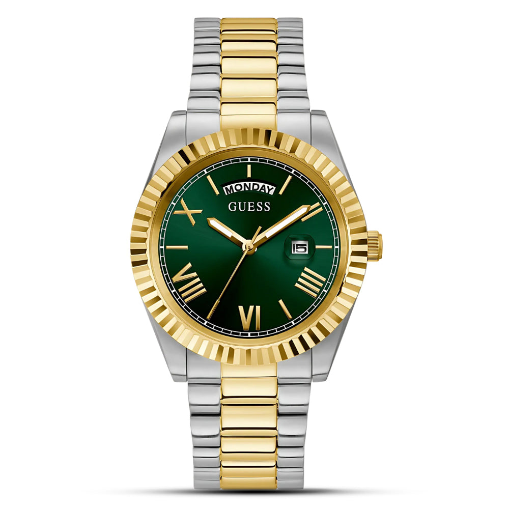 Guess Connoisseur Two Tone Green Dial Men's Watch GW0265G8