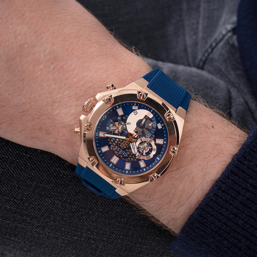 Guess Third Gear Multifunction Blue Dial Men's Watch | GW0334G3