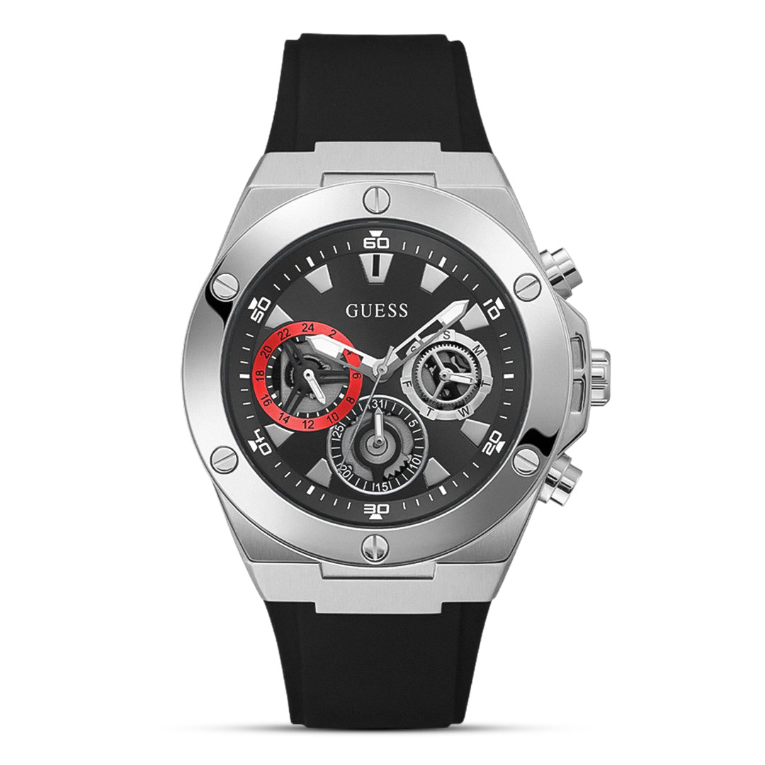 Guess Multifunction Grey Dial Silicone Belt Men's Watch | GW0417G3