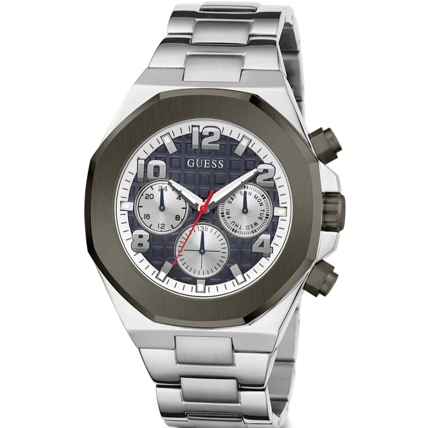 GUESS Silver-Tone Multi-function Grey Dial Men's Watch| GW0489G1