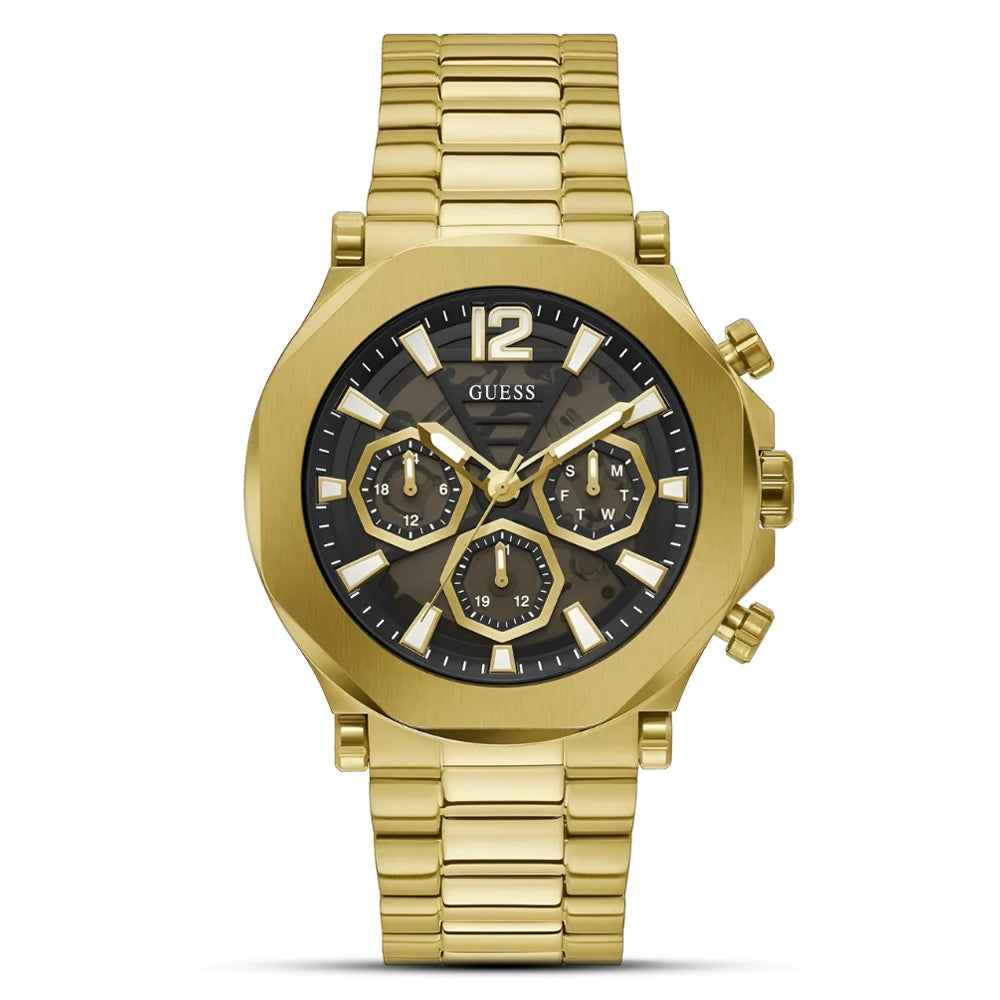 Guess Edge Gold Tone Black Dial Men's Watch GW0539G2