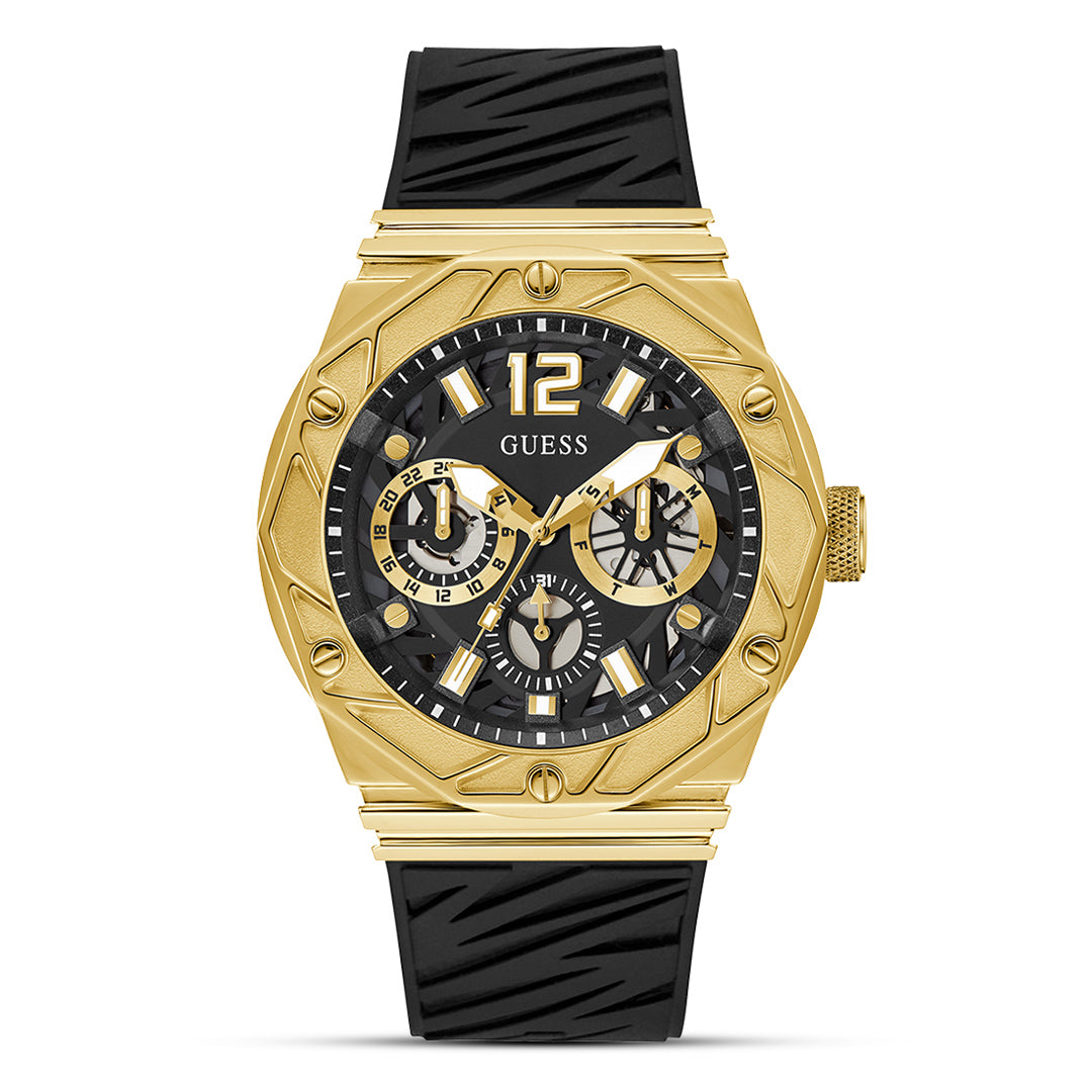 Guess Multifunction Black Dial Silicone Band Men's Watch | GW0634G2