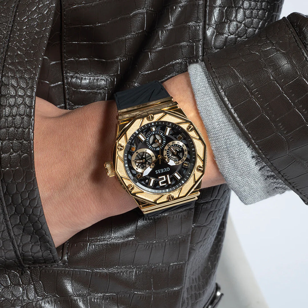 Guess Multifunction Black Dial Silicone Band Men's Watch | GW0634G2