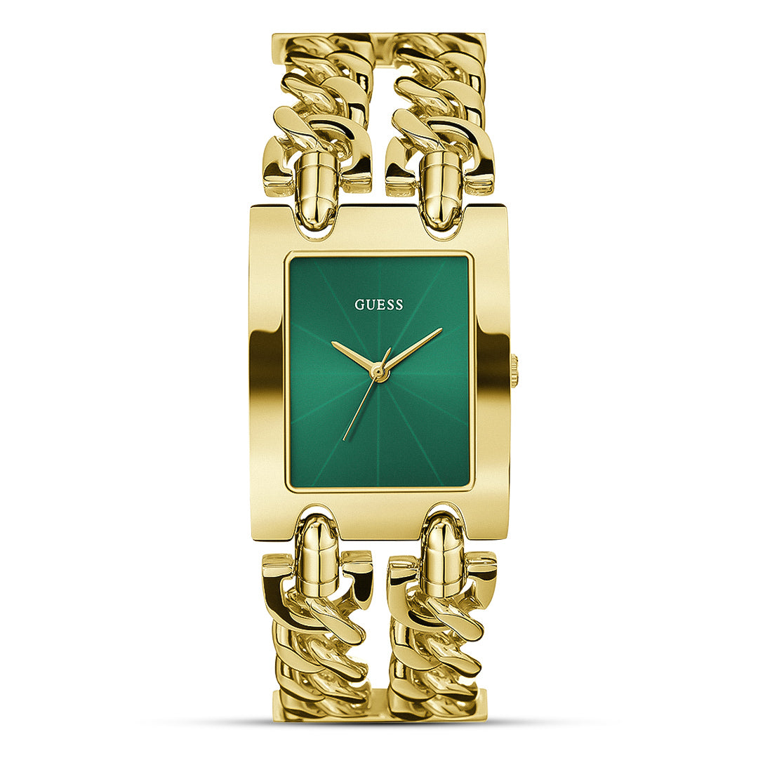 Guess Mod Heavy Gold Tone Green Dial Ladies Watch | GW0740L2