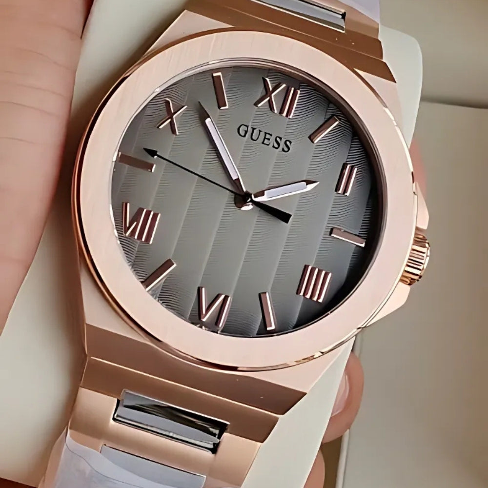 GUESS Rose Gold Tone Grey sunray finish Dial Men's Watch | GW0789G3