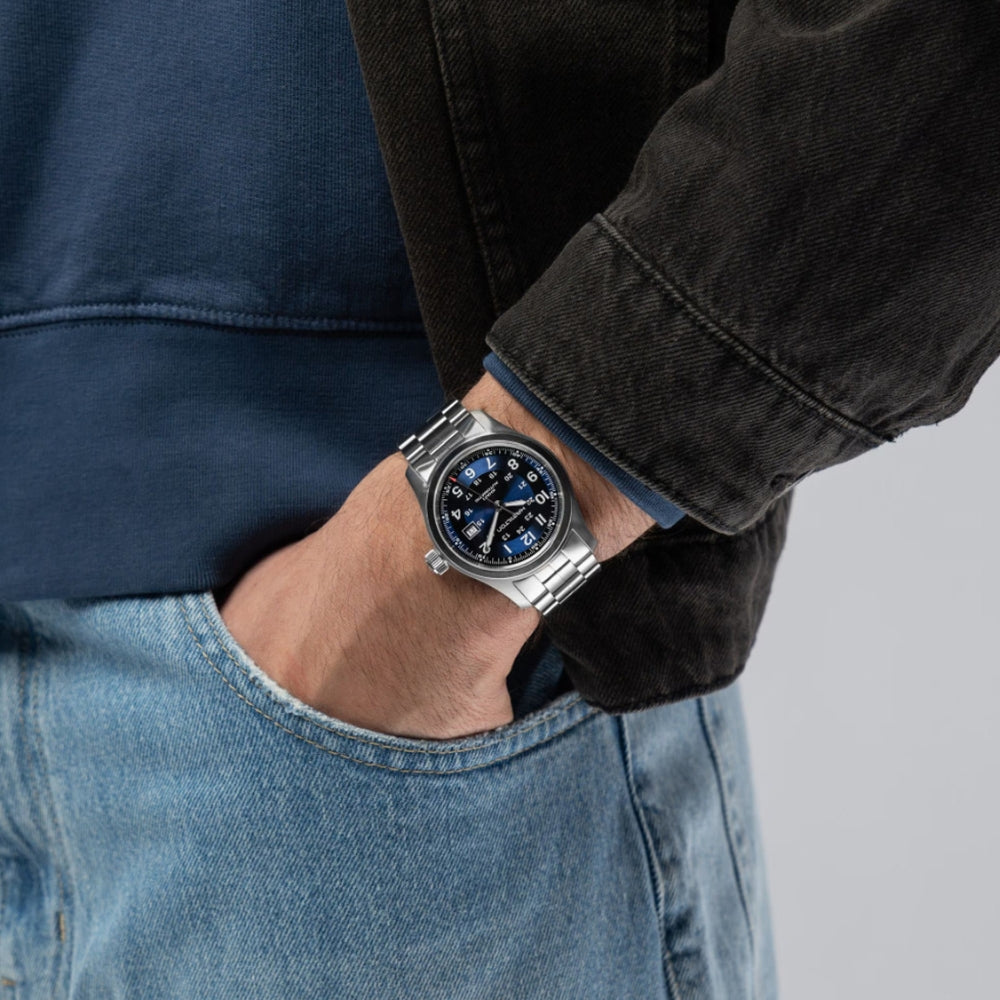 Hamilton Khaki Field Stainless Steel Blue Dial Men's Watch | H70605140