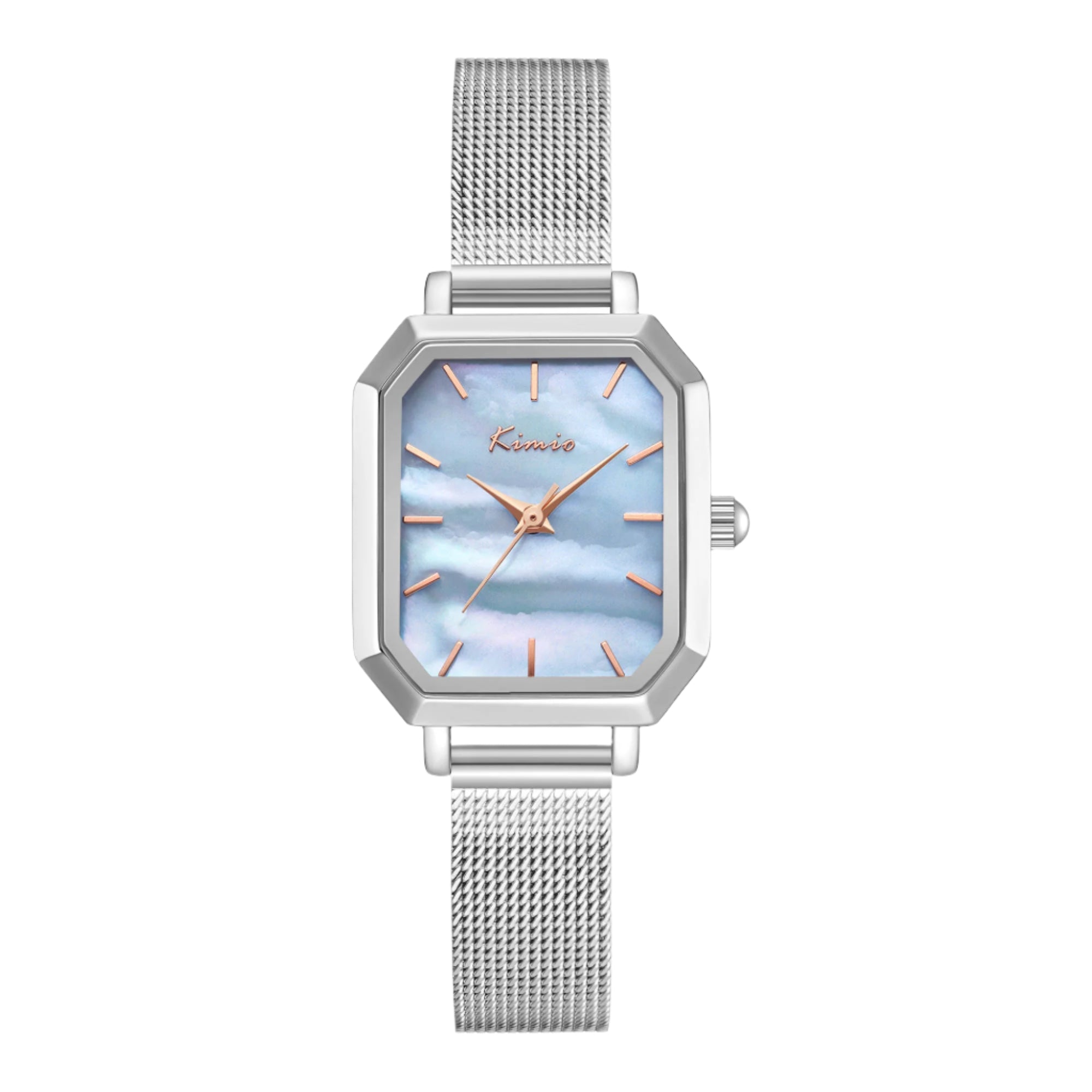 Kimio White Sky Blue Dial Silver Mesh Strap Ladies Watch | K6565S-XZ1WWB
