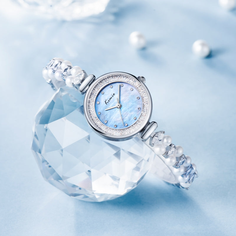 Kimio Diamond Blue Dial Silver Tone Strap Ladies Watch | K6633S-XZ1WWB