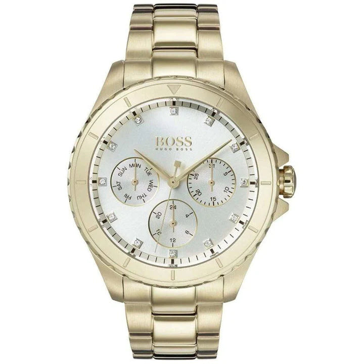 Hugo Boss Dames Horloge Gold tone Silver Dial Ladies Watch HB1502445