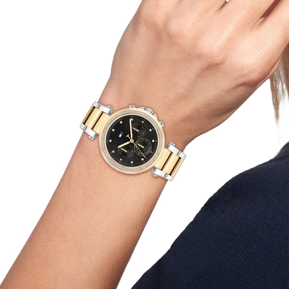 TOMMY HILFIGER EMILY TWO TONE BLACK DIAL LADIES WATCH TH1782702
