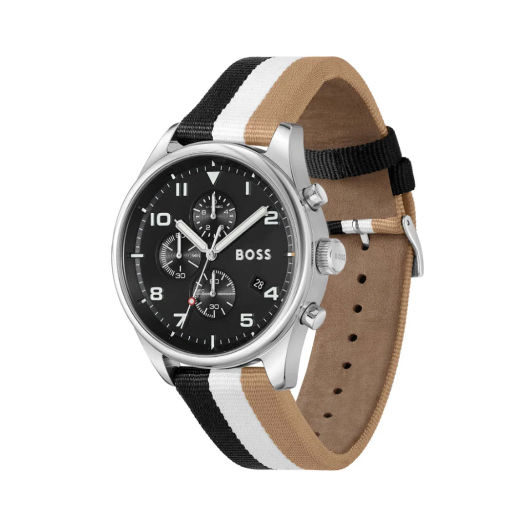 Hugo Boss Chronograph Black Dial Nylon Band Men's Watch | HB1514062