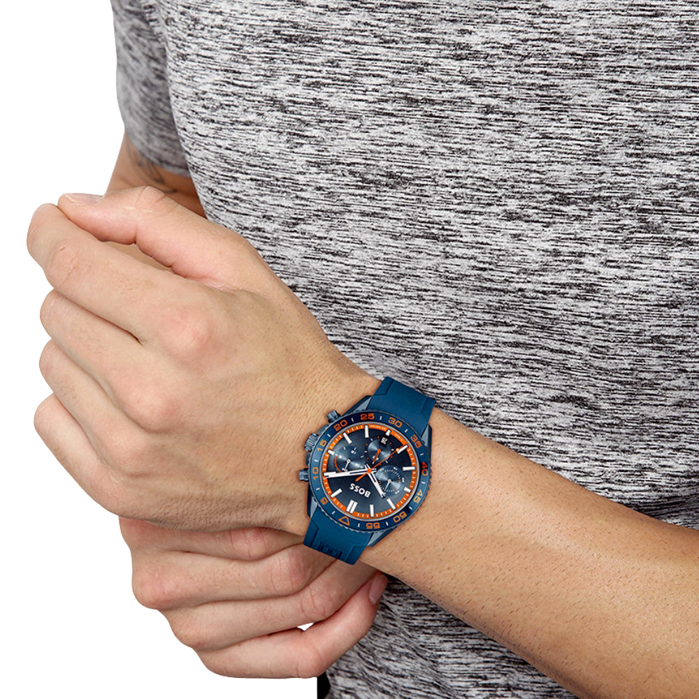 Hugo Boss Runner Silicon Blue Dial Men's Watch HB1514142