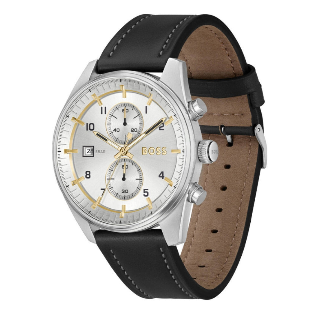 Hugo Boss Silver Dial Leather Strap Men's Watch | HB1514147