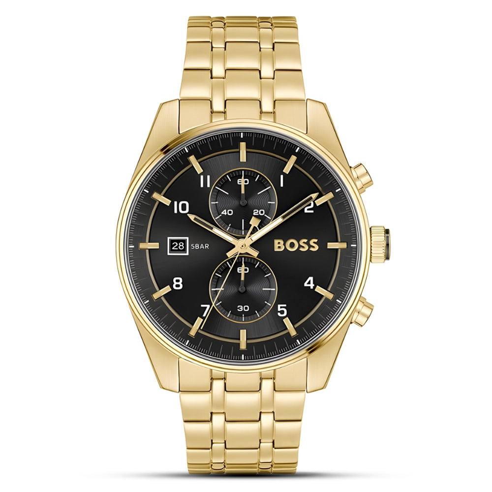 Hugo Boss Skytraveller Gold Tone Black Dial Men's Watch | HB1514152