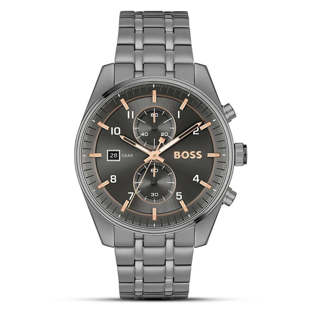 BOSS SKYTRAVELLER METALLIC GREY DIAL MEN'S WATCH HB1514153