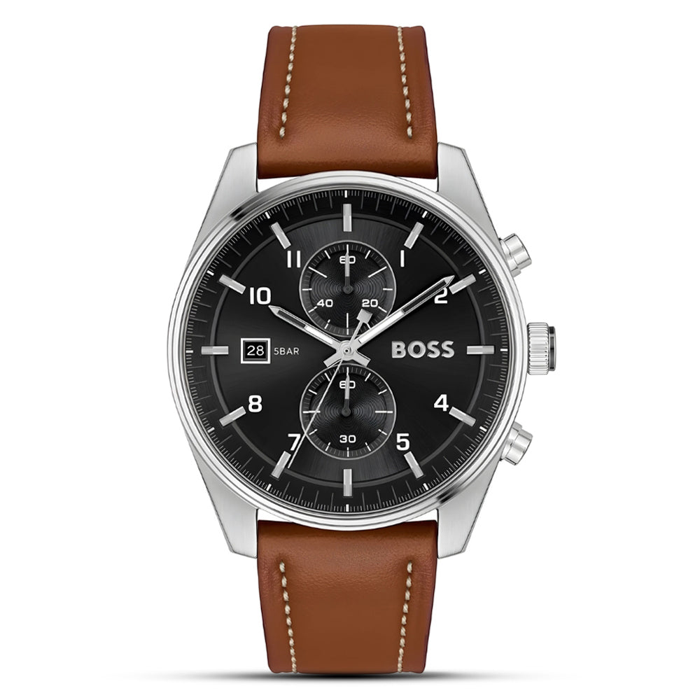 HUGO BOSS SKYTRAVELLER BLACK DIAL MENS WATCH | HB1514161