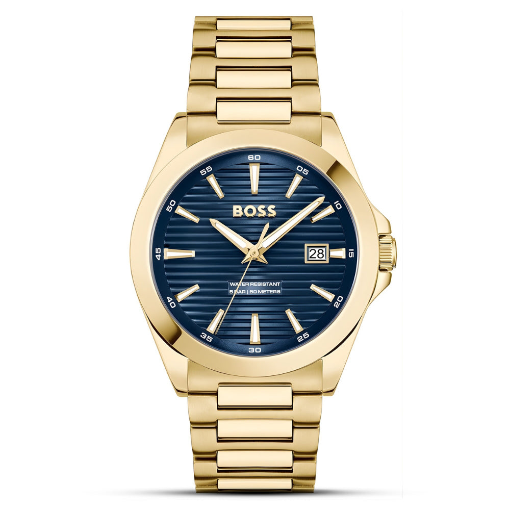 Hugo Boss Strike Gold Tone Blue Dial Men's Watch | HB1514172