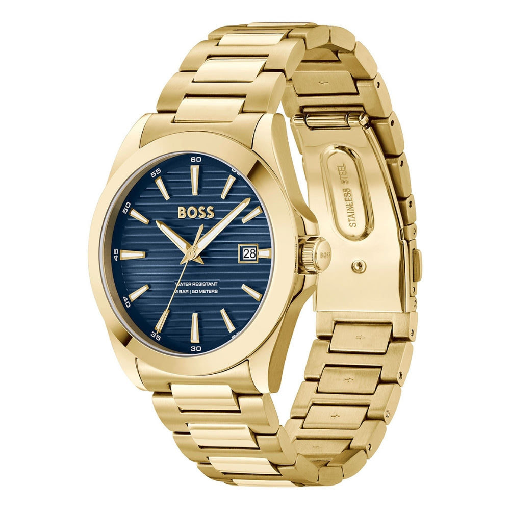Hugo Boss Strike Gold Tone Blue Dial Men's Watch | HB1514172