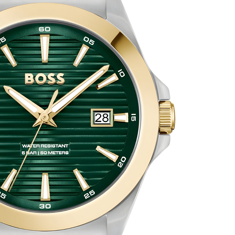 Hugo Boss Strike Two Tone Green Dial Men's Watch | HB1514173