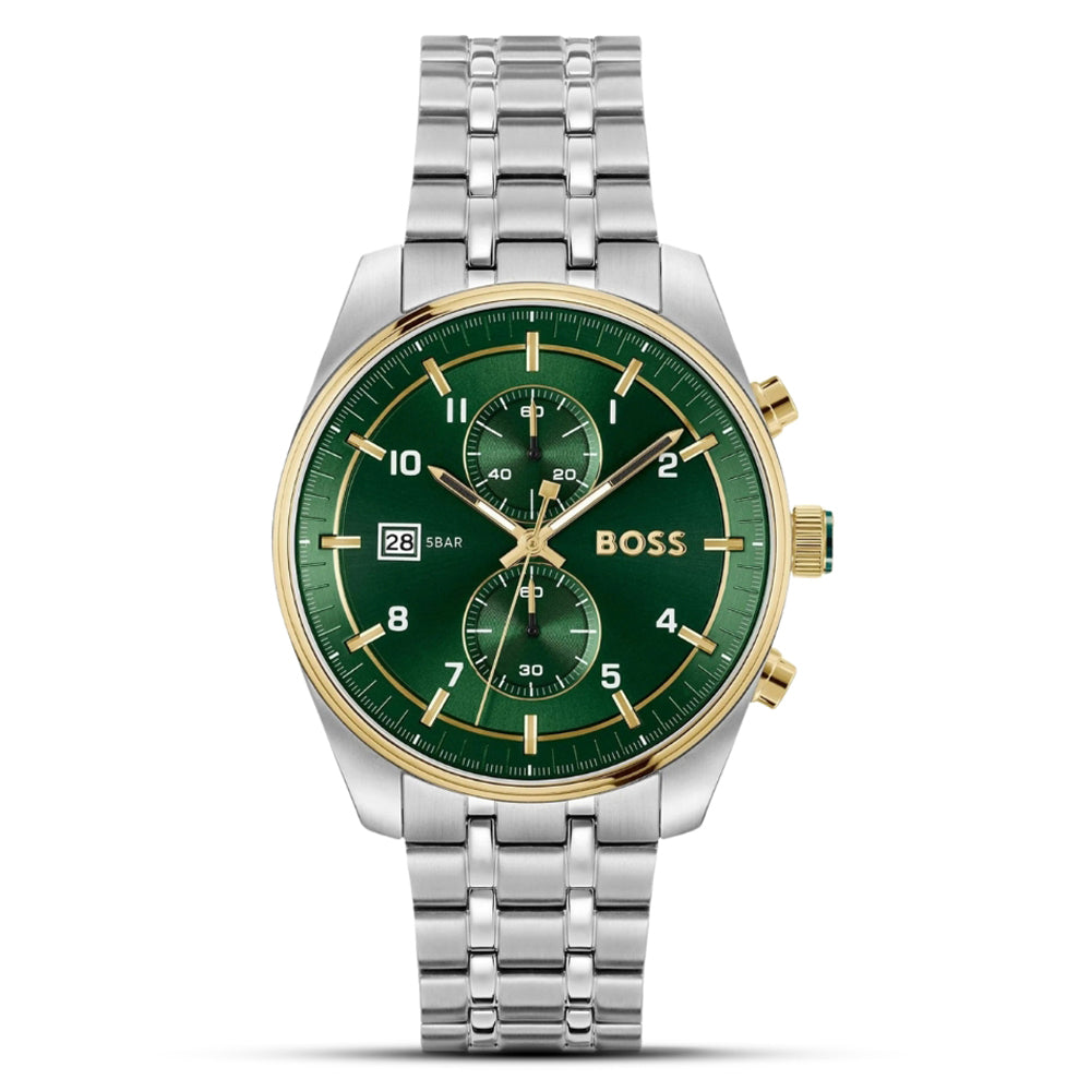 HUGO BOSS SKYTRAVELLER GREEN DIAL MENS WATCH | HB1514195