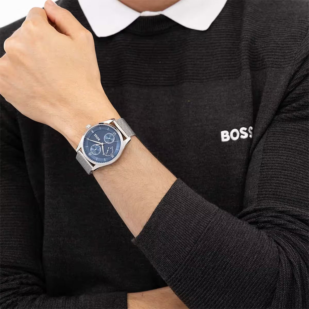 Hugo Boss Principle Blue Dial Mesh Strap Watch | HB1514276