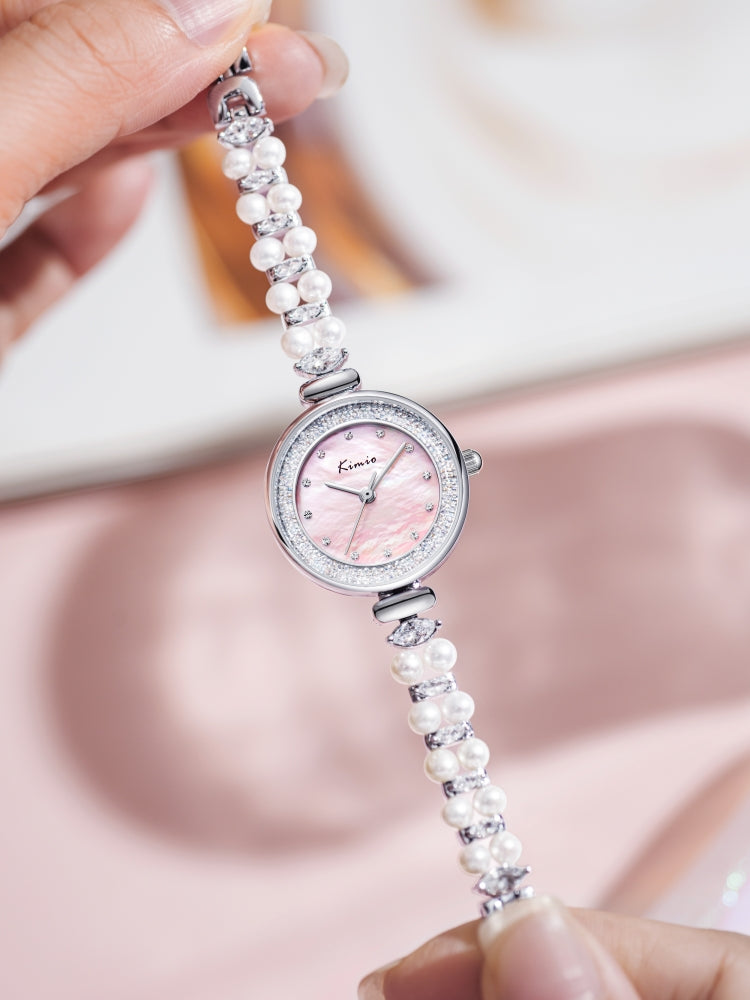 Kimio Diamond Pink Dial Silver Tone Strap Ladies Watch | K6633S-XZ1WWL