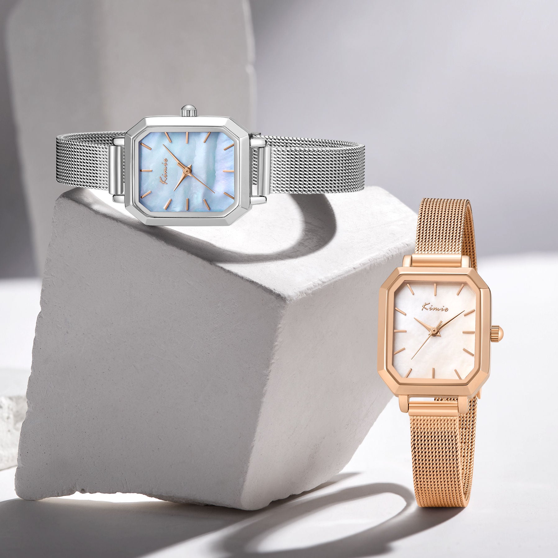 Kimio White Sky Blue Dial Silver Mesh Strap Ladies Watch | K6565S-XZ1WWB