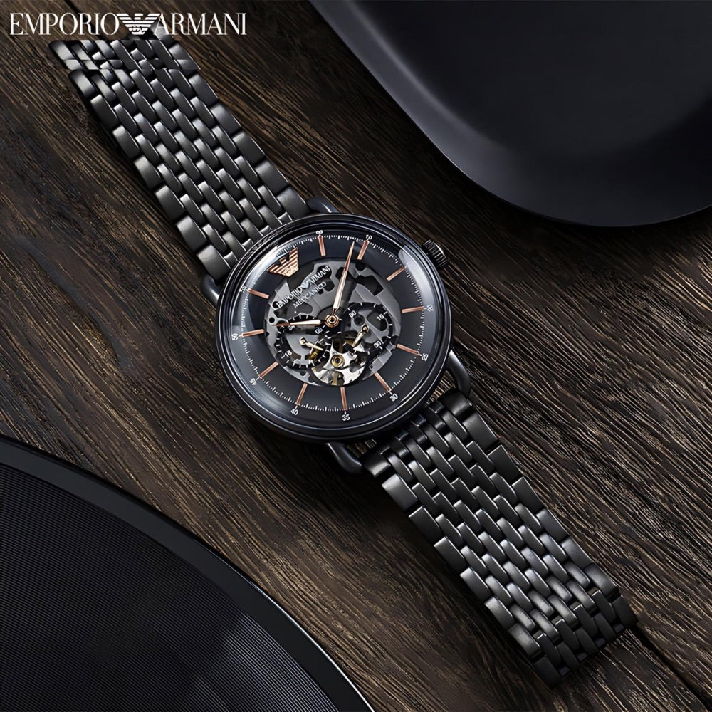 Emporio Armani Avaiator Black Dial Automatic Men's Watch | AR60025