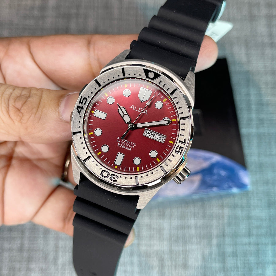 Alba Automatic Red Sunray Dial Silicon Band Men's Watch | AL4381X