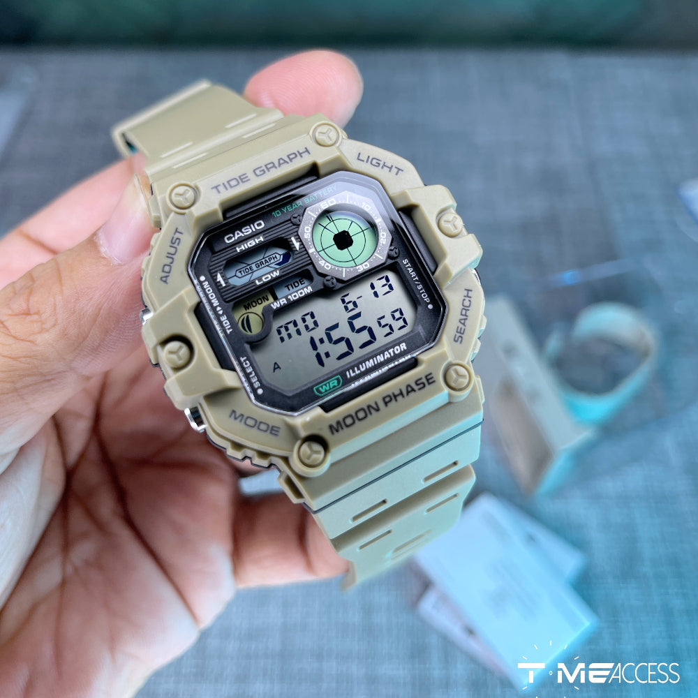 Casio Digital Black Dial Off-White Resin Band Watch | WS-1700H-5AVDF