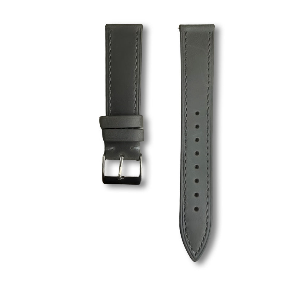 Cavern 20mm Plain Grey Stitched Full Grain Leather Strap