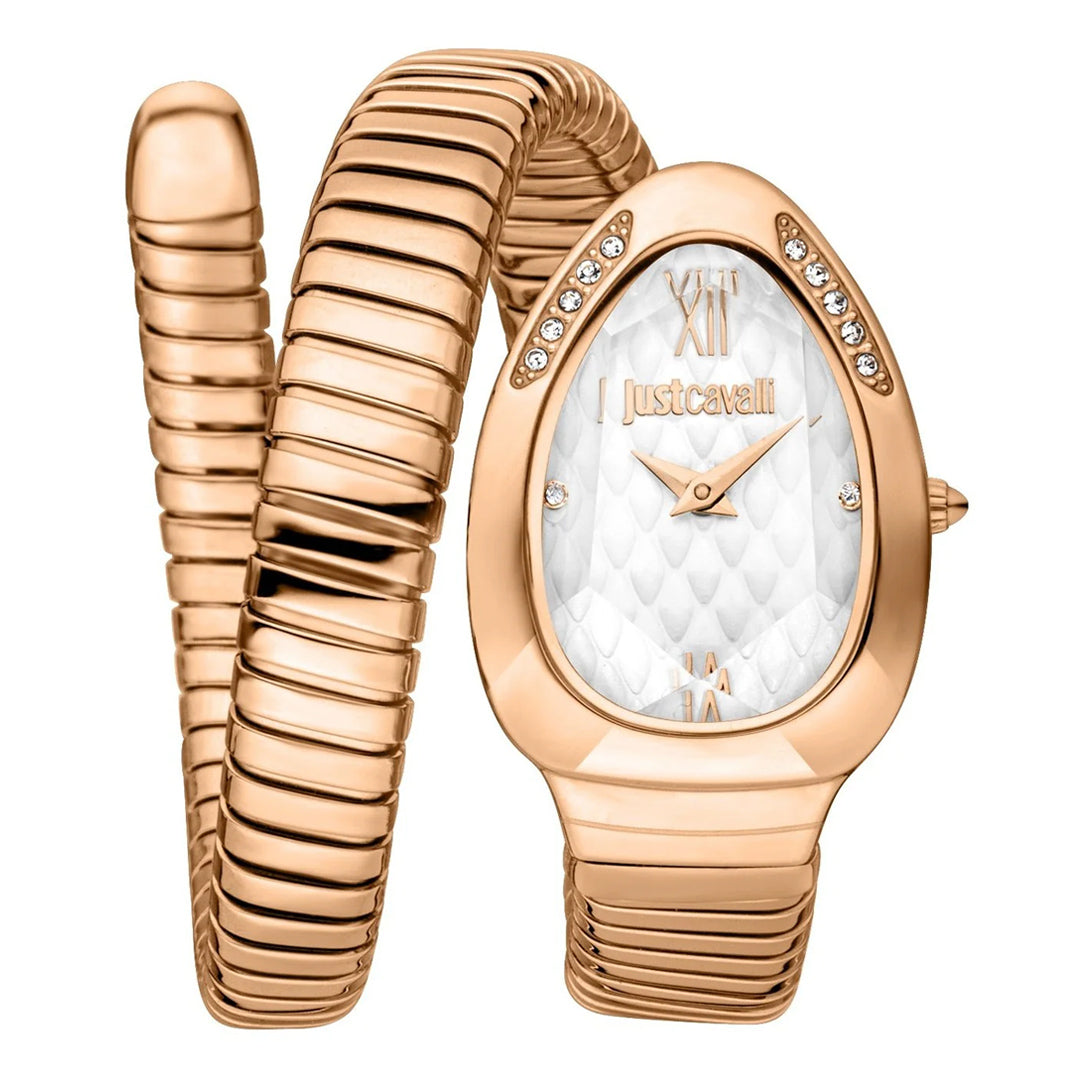 Just Cavalli Signature Snake White Dial Ladies Watch | JC1L223M0045