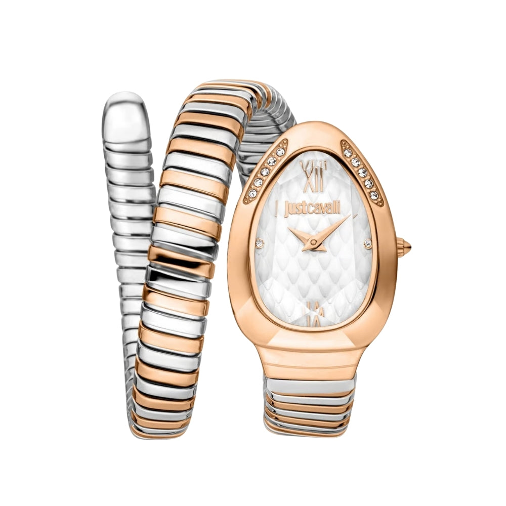Just Cavalli Signature Snake White Dial Ladies Watch | JC1L223M0065