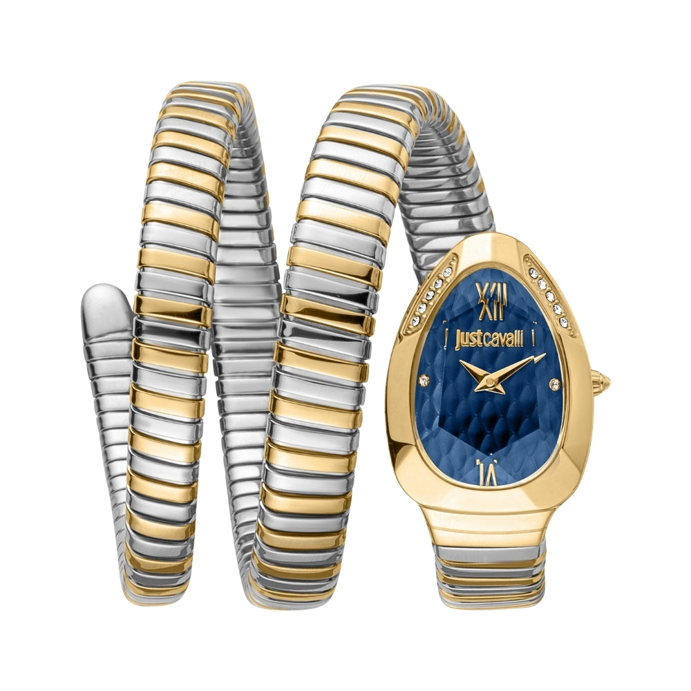 Just Cavalli Signature Snake Blue Dial Ladies Watch | JC1L224M0075