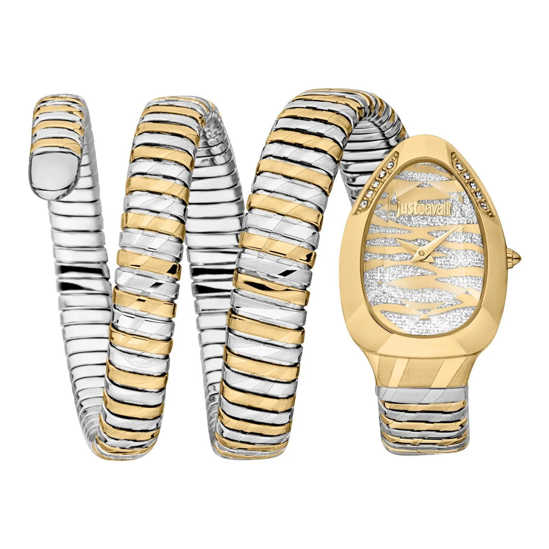 Just Cavalli Signature Snake Gold Dial Ladies Watch | JC1L226M0055